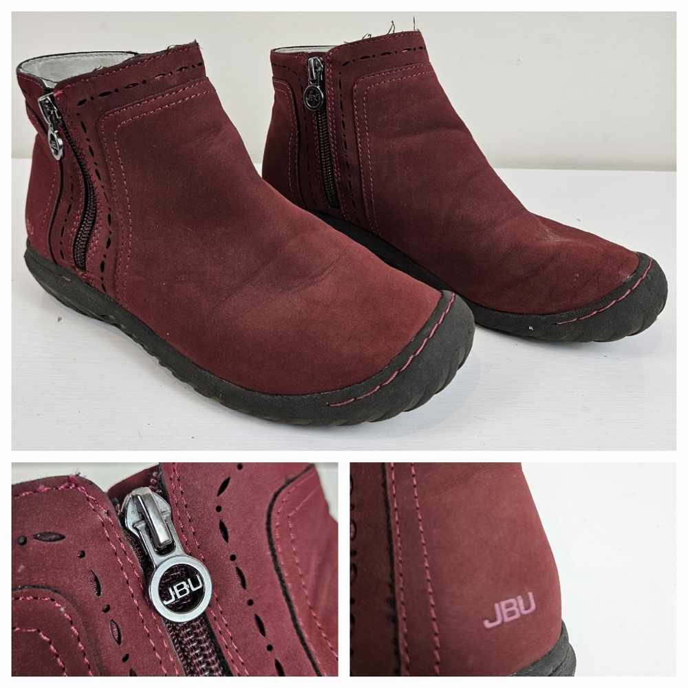 JBU BY JAMBU WOMENS SZ 7 M Maroon black side zipper Boot Bootie